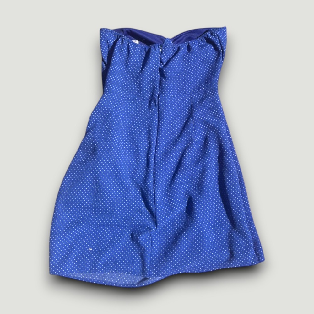 Lucy in the Sky Dress Womens XS Blue Polka Dot Mini Strapless Summer Feminine - Picture 3 of 5